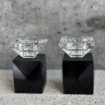 זוג פמוטי קריסטל שחור מט