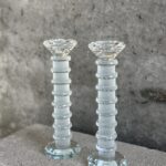 פמוטי קריסטל שקוף חלבי