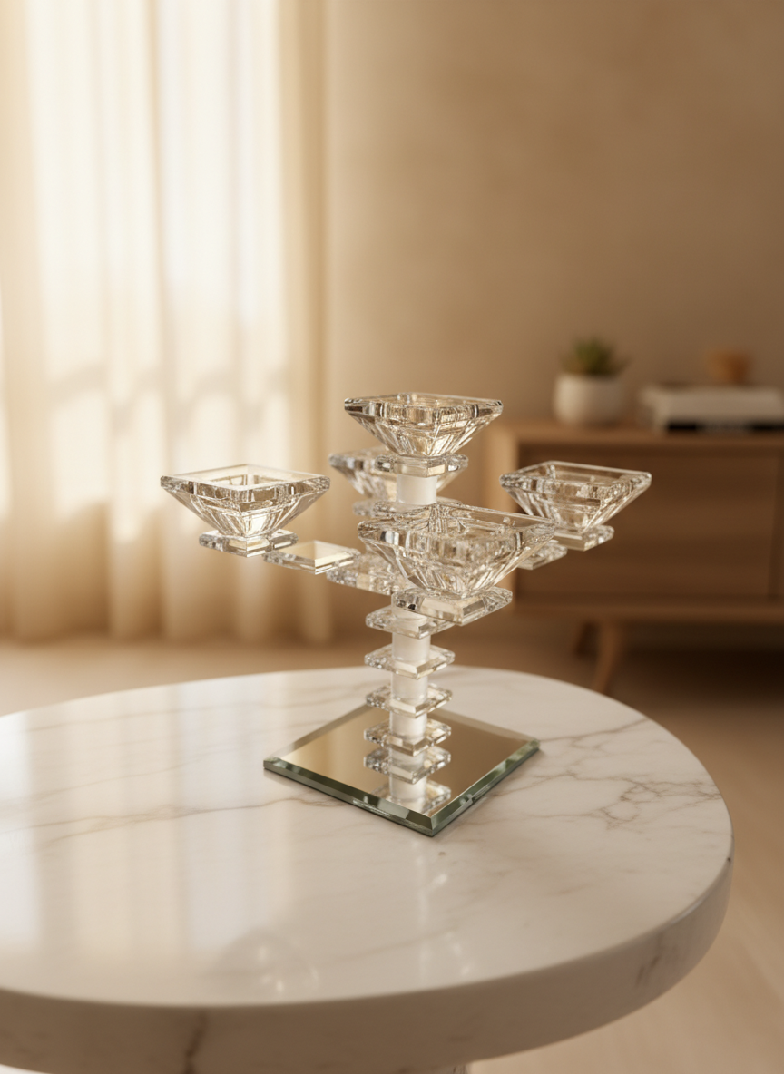 3b27ac1d-859c-48be-8d5e-c6d696a9454b_refined_1768917933040 פמוטי קריסטל 5 קנים - שקוף – תמונה 1