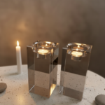 זוג פמוטי קריסטל שקופים