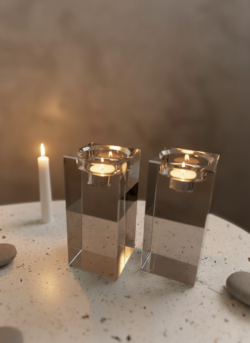 זוג פמוטי קריסטל שקופים