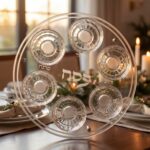 צלחת פסח זכוכית - כסף עגול