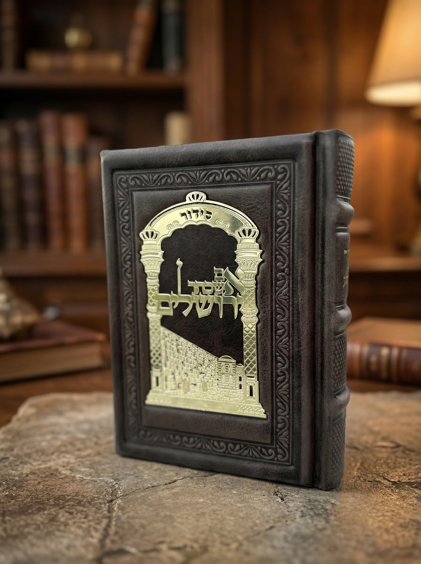 b26718c2-1c45-45f4-8d1b-e435cfc3c57f_675e815f_81cd_48b1_b47f_19552a722eb2 סידור כוונת הלב לגבר - עור אמיתי אפור – תמונה 1