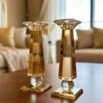 פמוטי קריסטל גבוהים-זהב