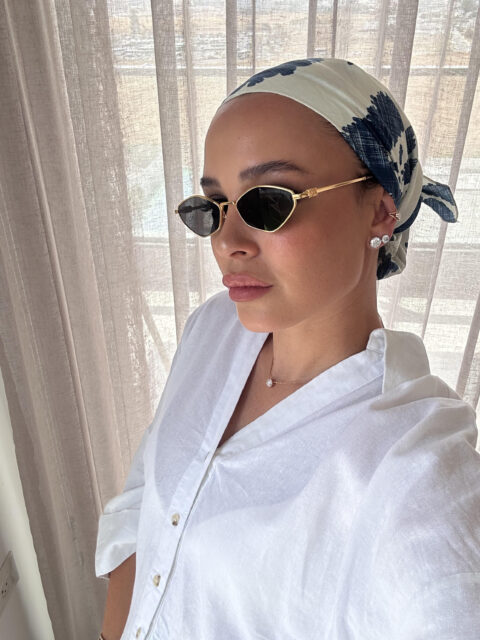 דגם פרח כחול בד-חצי כיסוי