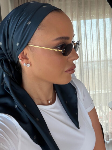 דגם שחר כחול נייבי סטן-כיסוי מלא