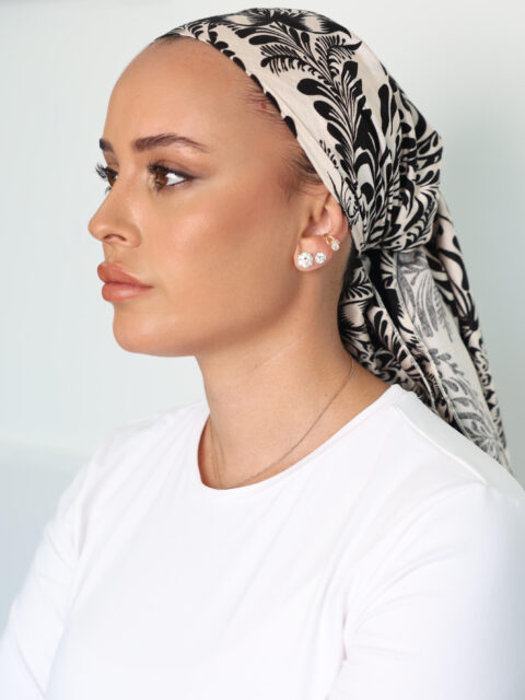 דגם עלים שחורים בד-כיסוי מלא