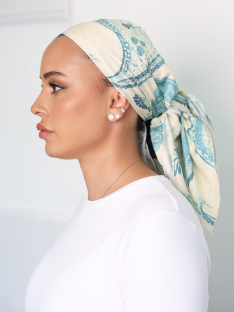 דגם מנדלה תכלת בד כיסוי מלא