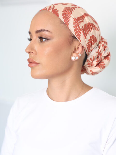 דגם עלים סומק בד- כיסוי מלא