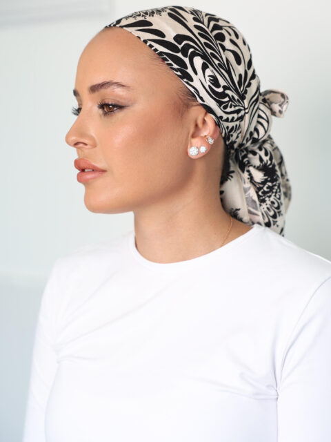 דגם עלים שחורים בד- חצי כיסוי