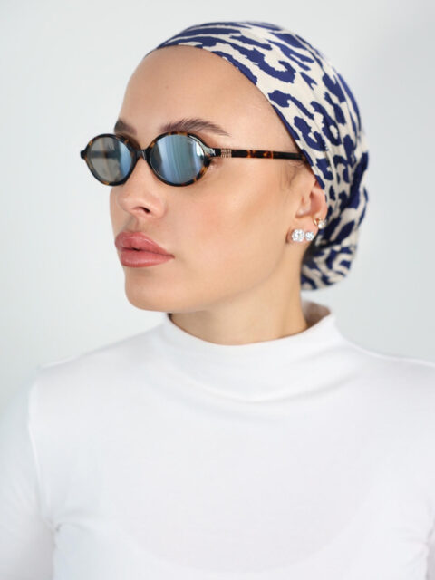 דגם מנומר כחול קרפ -חצי כיסוי