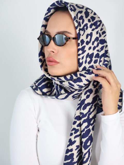 דגם מנומר כחול קרפ -כיסוי מלא