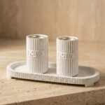 זוג פמוטים כולל מגש- פולימר לבן