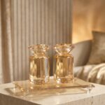 זוג פמוטי קריסטל עם מגש- זהב