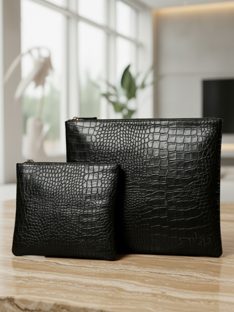 סט כיסוים-דמוי עור שחור