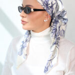 דגם פרח כחול בד- כיסוי מלא