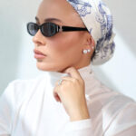 דגם פרח כחול בד-חצי כיסוי