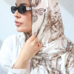 דגם פרח חום בד-לונג