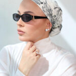 דגם פרח שחור בד-חצי כיסוי