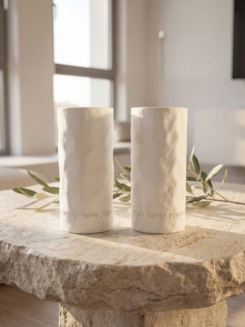 פמוטים גבוהים-גלים לבן