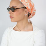 דגם פרח כתום  בד - חצי כיסוי