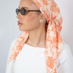 דגם פרח כתום בד- כיסוי מלא