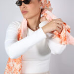 דגם פרח כתום בד- לונג