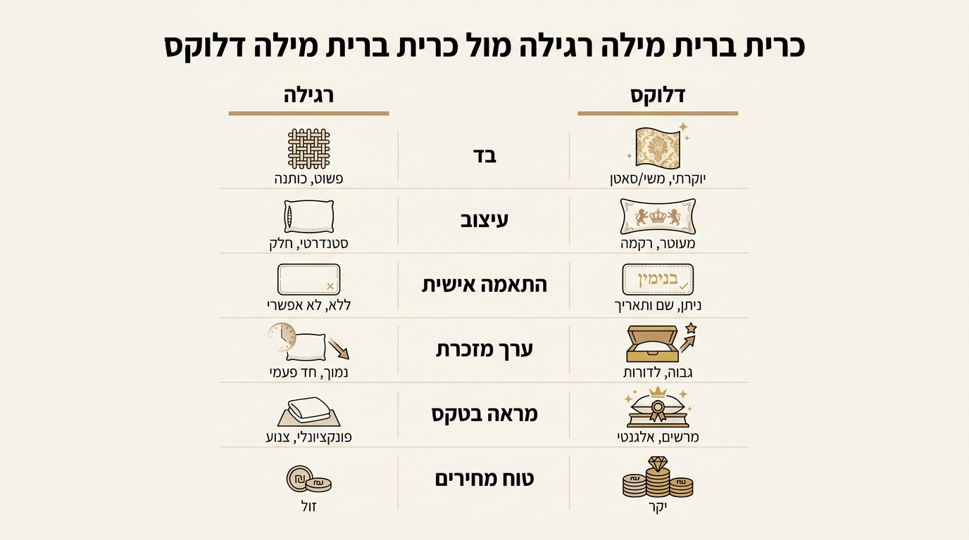 השוואה בין כרית ברית רגילה לכרית ברית מהודרת