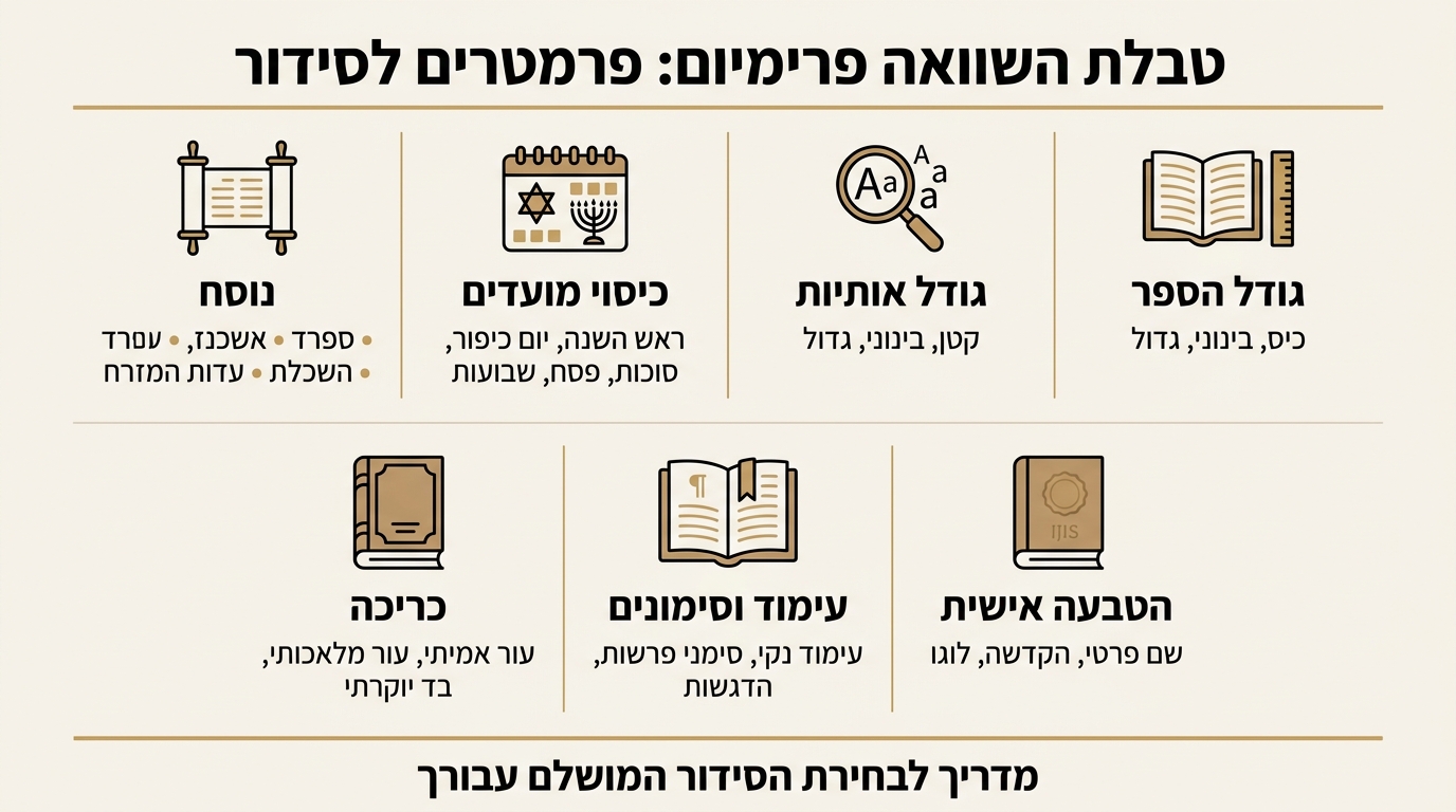 טבלת השוואה – פרמטרים לבחירת סט מחזורים מושלם