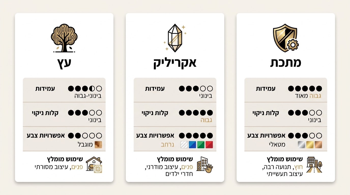השוואת חומרים - עץ, אקריל ומתכת לחדר ילדים