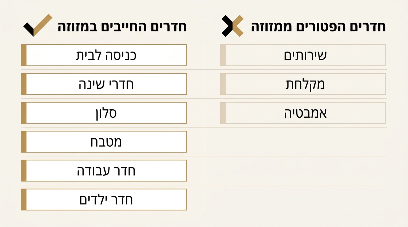 אילו חדרים בבית חייבים במזוזה ואילו פטורים